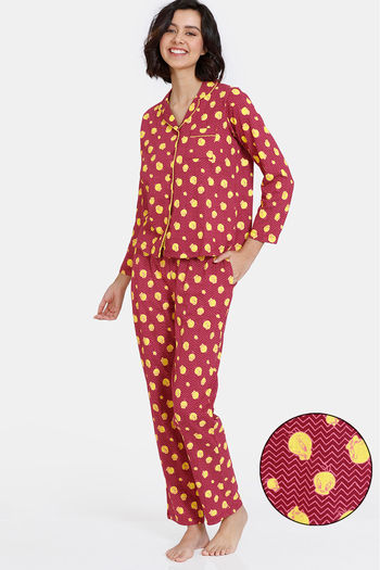 Buy Zivame Looney Tunes Knit Cotton Pyjama Set - Beet Red